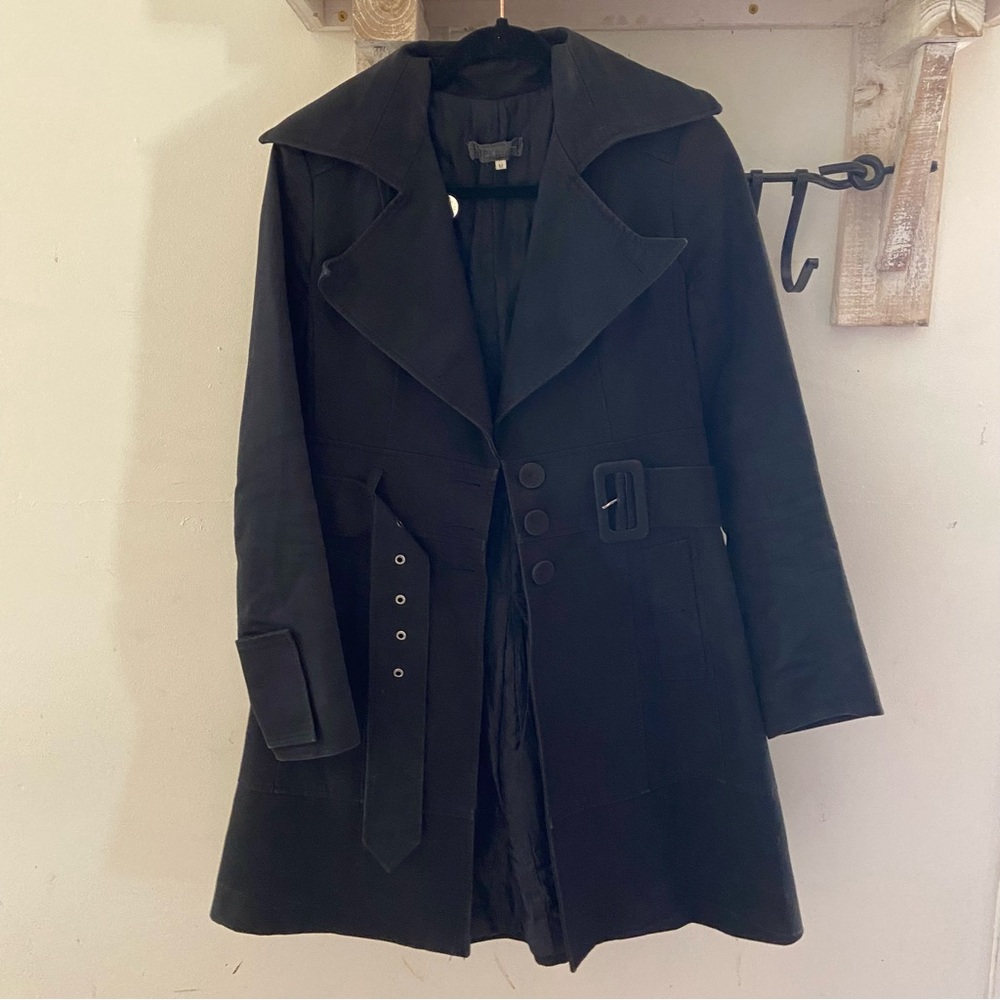 Imperial Made in Italy black longline belted jacket
